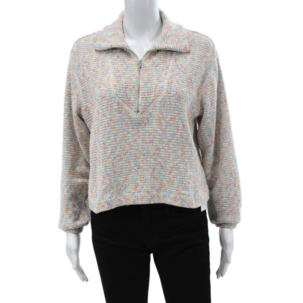 Saylor Unisex Collared Zip Long Sleeve Pullover Multi Color Polyester Size S